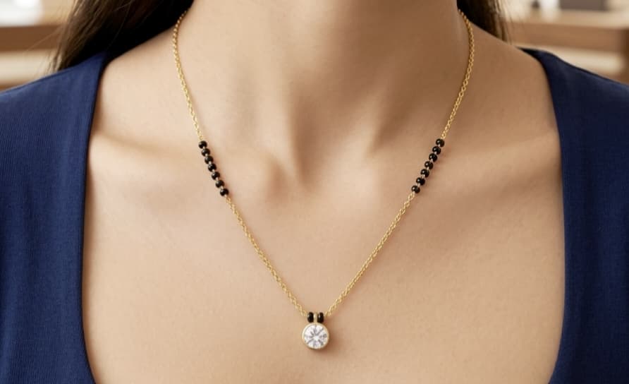  Sleek single stone Mangalsutra